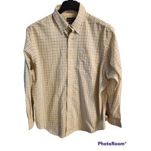 Men's Ralph Lauren Sz 17.5 34/35 Cotton Non Iron Dress Button Shirt Yellow Check